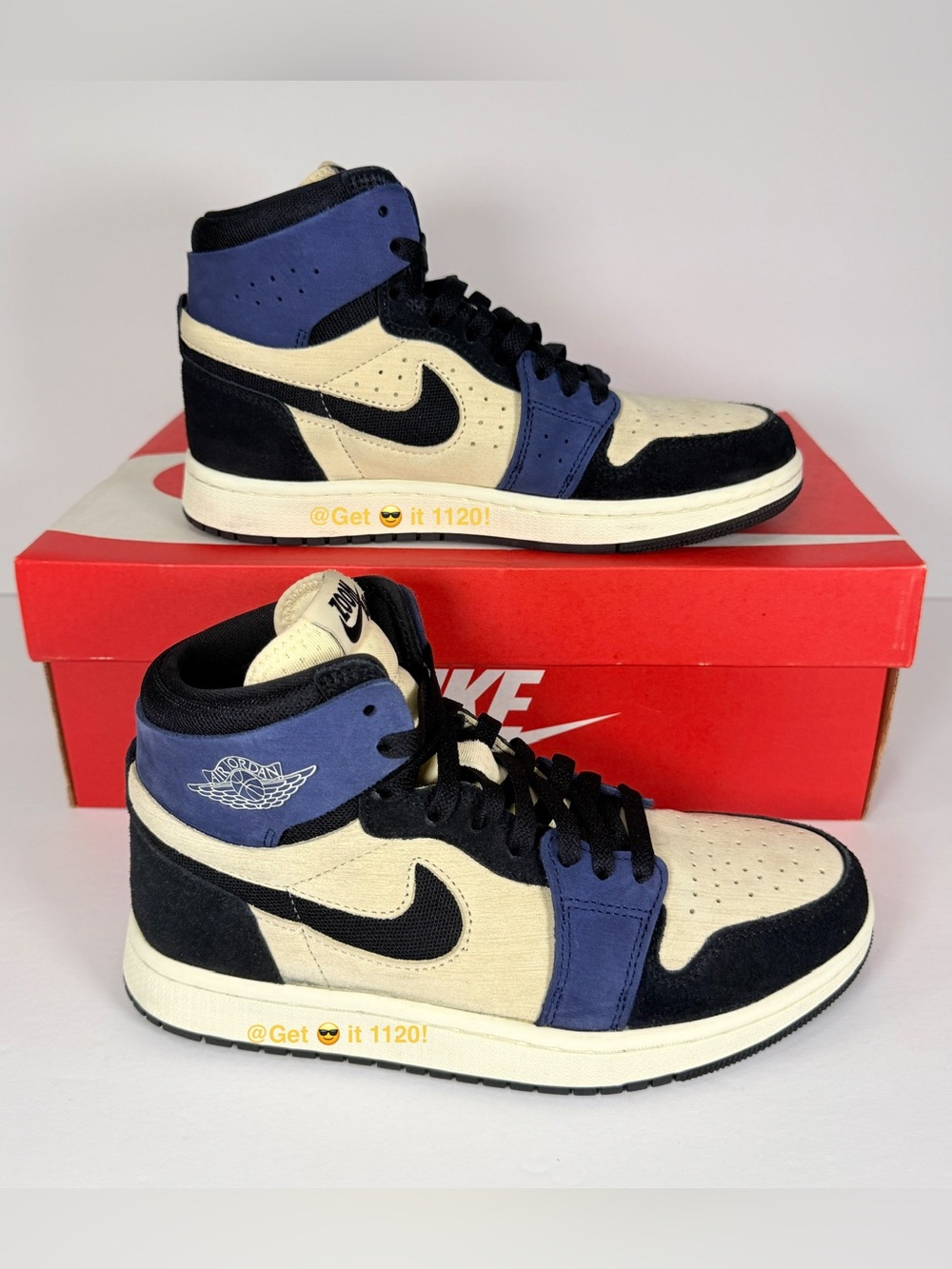Air Jordan 1 High Zoom CMFT 2 ‘Muslin Blackened Blue’ Women's Shoes DV1305-104 - Picture 12 of 15